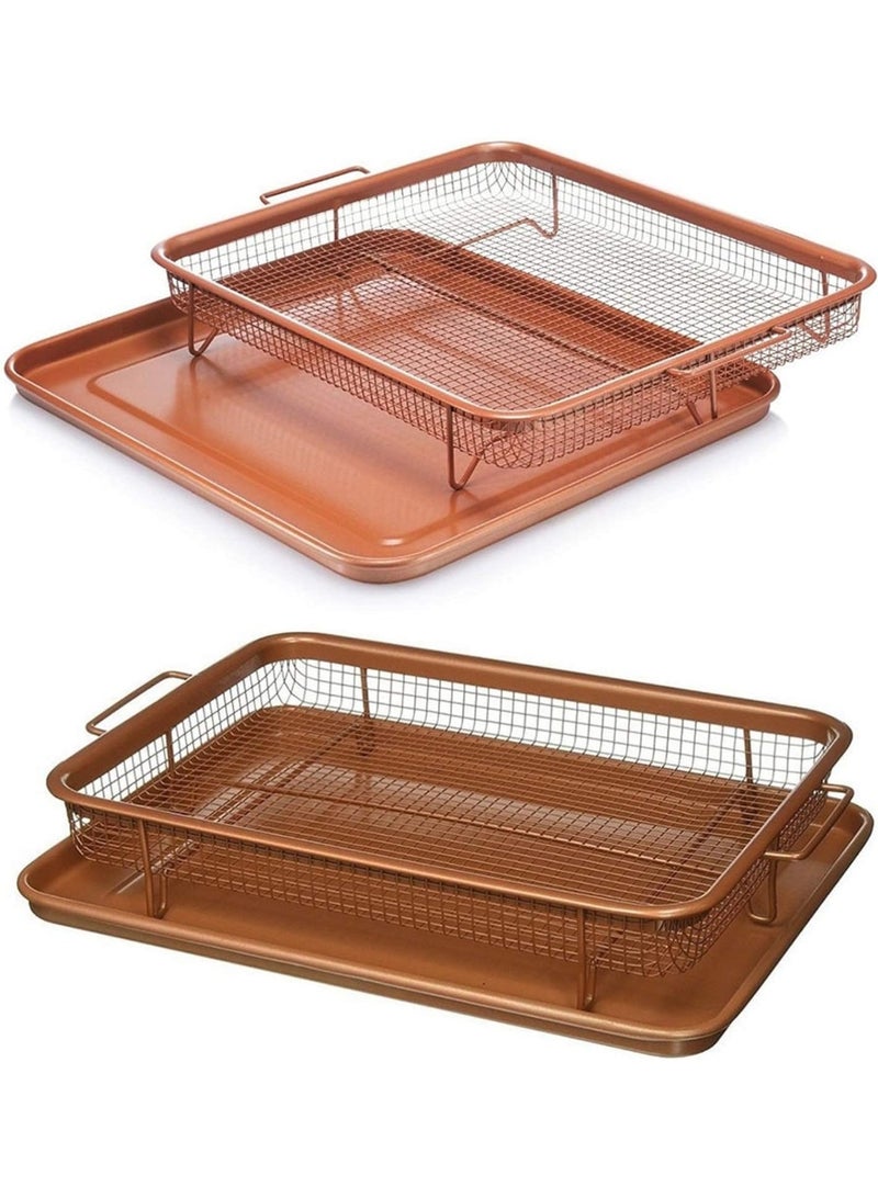 Air Fryer Mesh Basket with Drip Tray – Non-Stick – Oven & Air Fryer Safe - Image 4